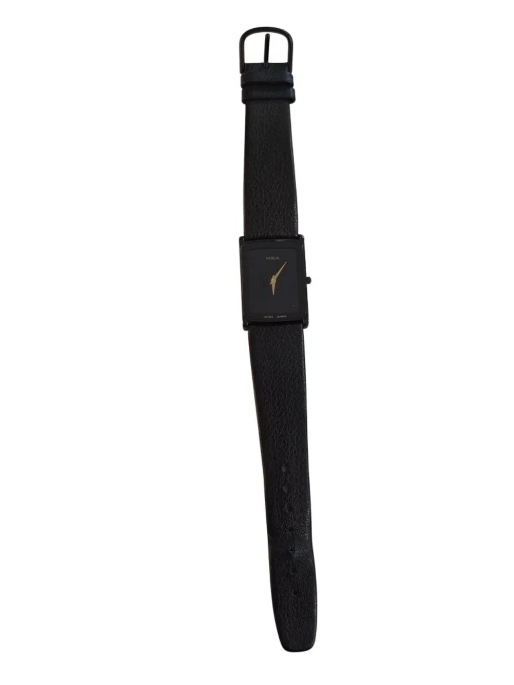 Vintage Noblia By Citizen Black Quartz Watch With Leather Strap Classic Design